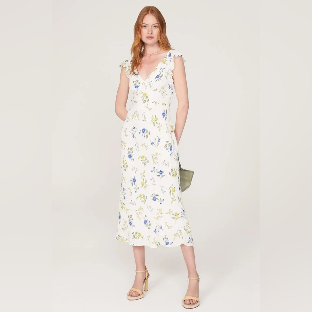 Jason Wu White and Blue Floral Midi Dress